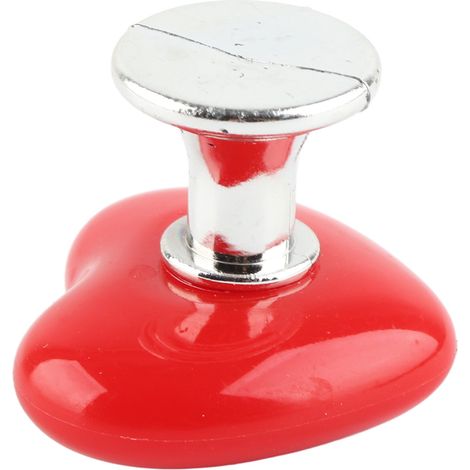 Bouton de réservoir de toilette en forme de cœur, en plastique solide, universel, rouge. (1/5)