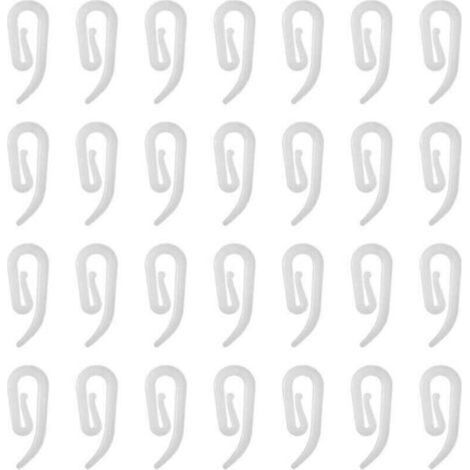 100pcs White Plastic Hooks for Curtains - Rail, Window, Door and Shower (1/4)