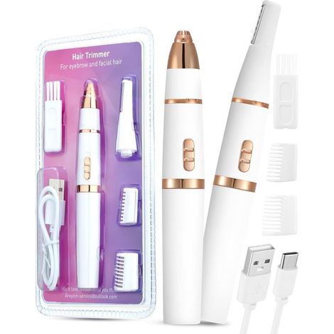 Dernier modèle 2025 AREYZIN Tondeuse à sourcils 2 en 1 pour femmes, épilation indolore, stylo épilateur rechargeable pour sourcils- (1/4)