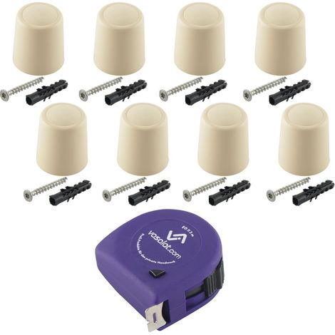 vasalat Türstopper Boden & Wand 2in1 zum Schrauben ø 30mm, Höhe 32mm - Türpuffer + Montagezubehör, Kunststoff elfenbein - 8 Stück (1/5)