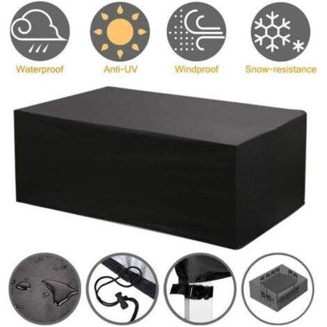 Schutzhülle für Gartenmöbel – Wind- und regenabweisendes Oxford-Gewebe – 213 x 132 x 74 cm – Schwarz