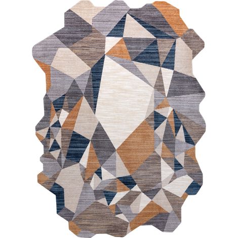 Carpet TINE 75419A Mosaic - modern, irregular shape grey / yellow multicolour 195x290 cm