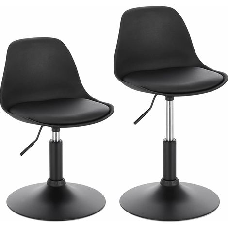 WOLTU Lot de 2 Tabouret de Bar en Similicuir, Tabouret Rotatif pour Bar, Cuisine, Bistro Comptoir, Hauteur Réglable, Noir (1/5)