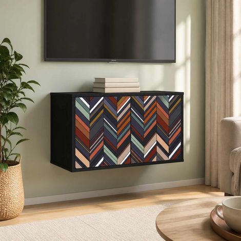 vidaXL Meuble TV mural OMMEN 69 x 33 x 40 cm Chêne noir (1/5)