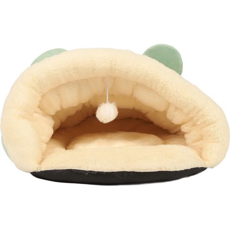 Lit-cave triangulaire pour chat, chaud, doux et confortable, semi-fermé, type tente, nid douillet pour petits animaux de compagnie, idéal pour l'hiver, pour chiots et chats d'intérieur, vert, taille S (1/5)