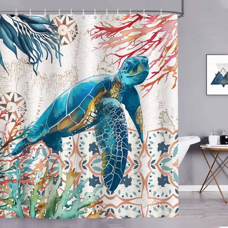 Duschvorhang Bonhause Meeresschildkröte Ozean 180x180cm Anti-Schimmel Polyester (1/5)