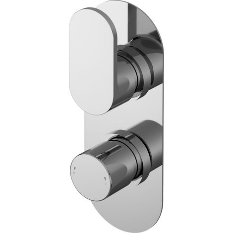 Balterley Enville Contemporary Round Twin Concealed Thermostatic Shower Valve with Diverter and Lever Handles - Chrome Finish