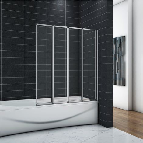 Ocean Sanitaire – Pare-baignoire pivotant et pliant 100x140cm – Verre de sécurité 4mm – Profilés en aluminium anodisé – Montage réversible