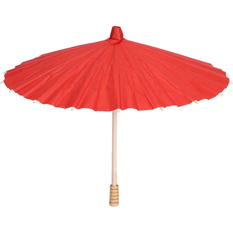 Parapluie blanc vierge en papier huilé coloré pour enfants DIY peinture artisanale rouge (1/5)