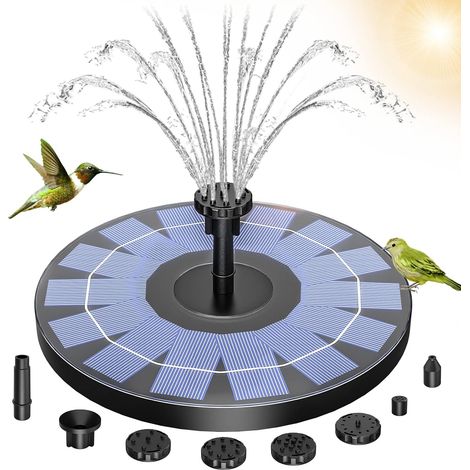 Fontaine Solaire Extérieur Flottante 2.5W Pompe Bassin Solaire avec 6 Buses pour Bain d'oiseau, Étang, Piscine, Patio, Décoration de Jardin (1/5)