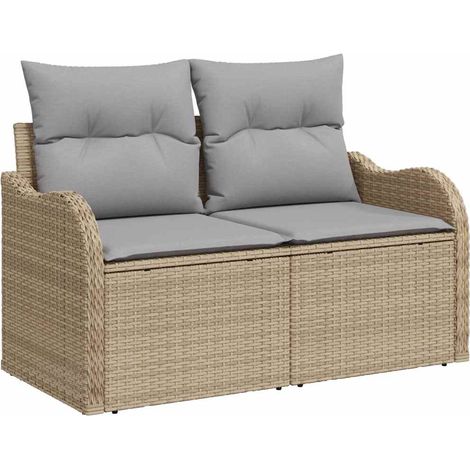 Maison Exclusive - Divano da giardino con cuscino Beige 121 x 62 x 69cm polyrattan