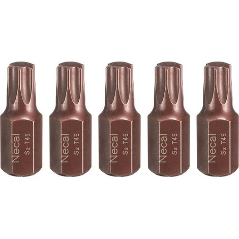 5Pcs T45 Embout de Tournevis Torx 10mm Tige Hexagonale 30mm Longueur Acier S2 Embouts de Tournevis Hexagonaux à Tête Hexagonale à 6 Pans de Sécurité Inviolables (1/5)