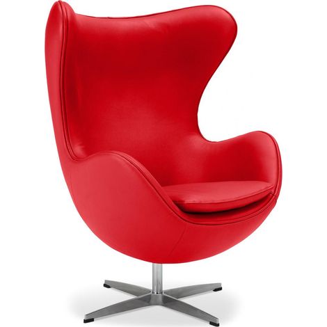 Sillón con Reposabrazos - Tapizado en Polipiel - Diseño Huevo - Brave - Rojo - Acero inoxidable, Fibra de vidrio, Cuero Vegano, Plástico, Cuero, Metal (1/5)