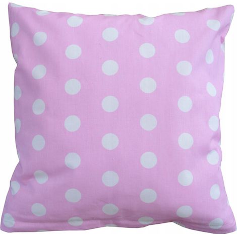 Funda de almohada grande de algodón rosa con lunares
