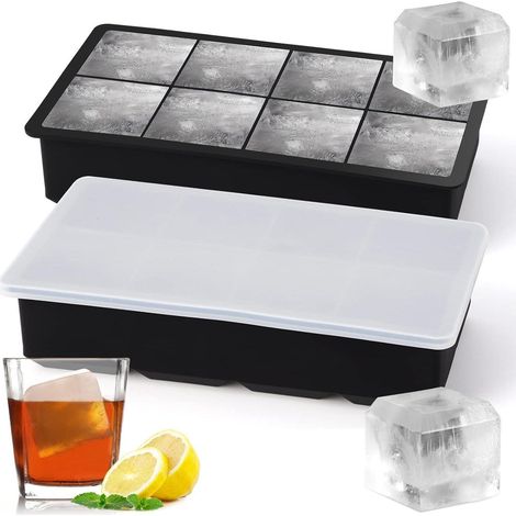 Eiswürfelform Silikon XXL 2er-pack 8 Eiswürfelform mit Deckel (1/5)