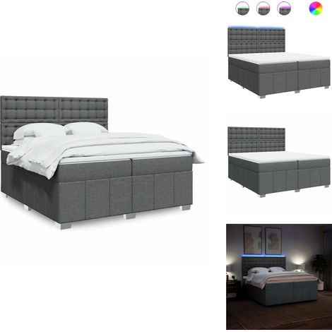 Sommier à lattes de lit avec matelas Gris foncé 200x200cm Tissu - Sommier À Lattes De Lit - Sommiers À Lattes De Lit - Lit - Meuble De Chambre À Coucher (1/5)