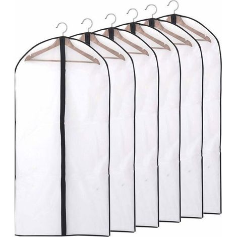 Housses de Vêtements, Housses de Protection Zip Transparente pour Chemise Costumes/Manteaux, 6pcs 60 140cm (1/4)