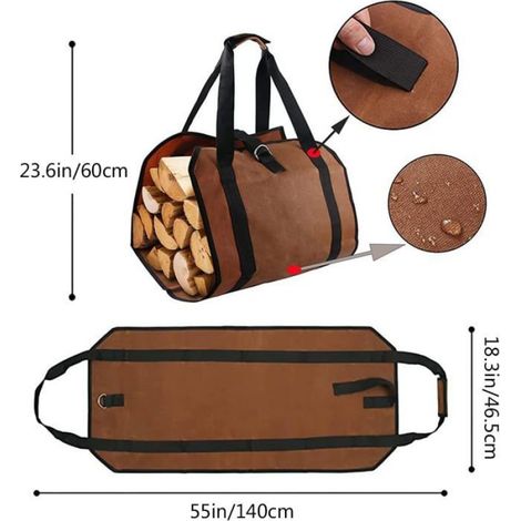 Sac de Rangement - Sac à Bûches - Toile Résistante à l'Eau - Pliable - Pour Poêle à Bois Camping Plage - 1 Pièce (1/5)