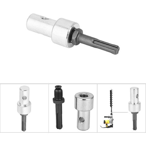 Adaptateur de Foret pour Perceuse Électrique vers Tarière, Embout à Douille Ronde 2 Fentes 2 Puits (1/5)