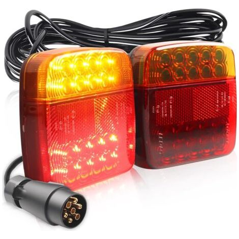 Kit de feux de remorquage magnétiques à LED, câble de 7,3 m avec prise européenne à 7 broches, 4 modes d'éclairage brillants, étanche IP67, adapté aux camping-cars, bateaux et caravanes
