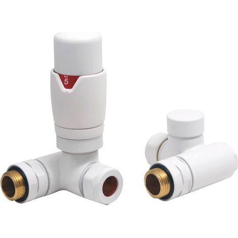 Heatwave Dual Fuel White Thermostatic Corner Radiator Valve Set (1/2)