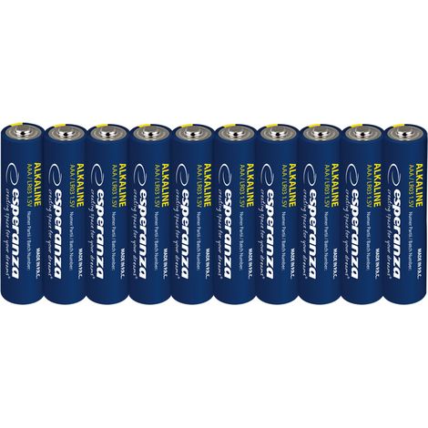 Piles alcalines AAA Esperanza, lot de 10 pièces à suspendre (EZB113)
