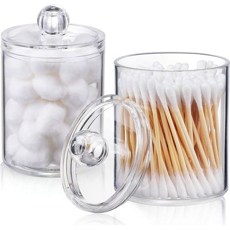 Pieces Cotton Swab Storage Box, Cotton Dispenser, Plastic Cotton Swab Holder, Clear Acrylic Cotton Swab Storage Box, for Cosmetics, Cotton Balls, Swabs (1/5)