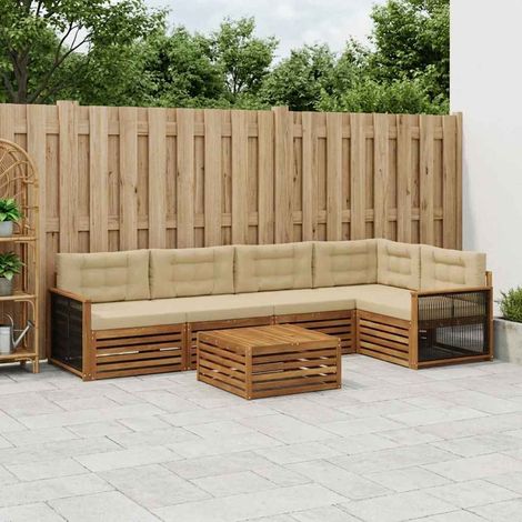 vidaXL Outdoor-Sofagarnitur mit Kissen 6 pcs Natur und Beige (1/5)