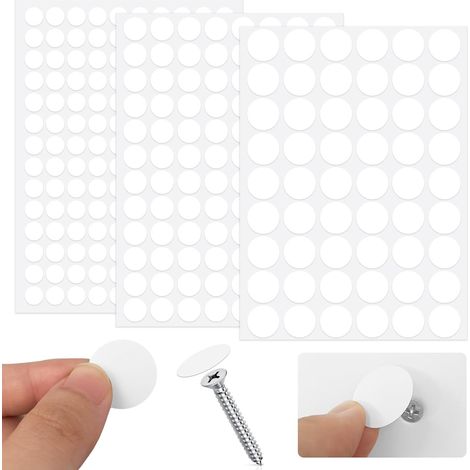 290 cache-vis blancs, 12 mm/15 mm/21 mm, autocollants, pour trous de vis dans les meubles et les murs. Compatibles avec les trous de vis, les armoires murales, les bureaux, les tiroirs et pour la répa (1/5)