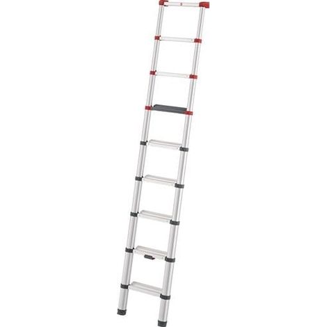 Escalera telescópica de aluminio. 9 peldaños, carga máxima 150kg. (1/5)