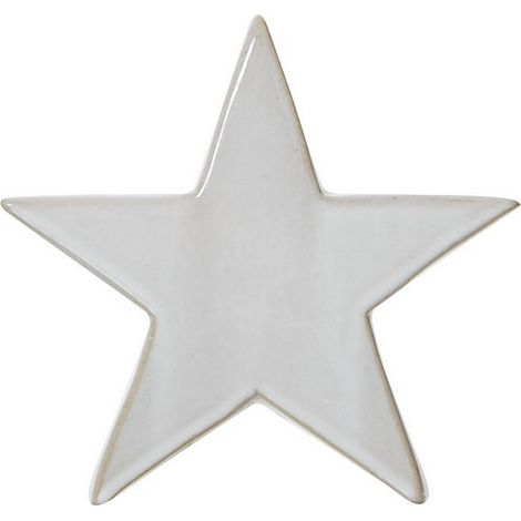 Medium Standing Star Decoration - Ceramic - L5 x W17 x H16 cm - White