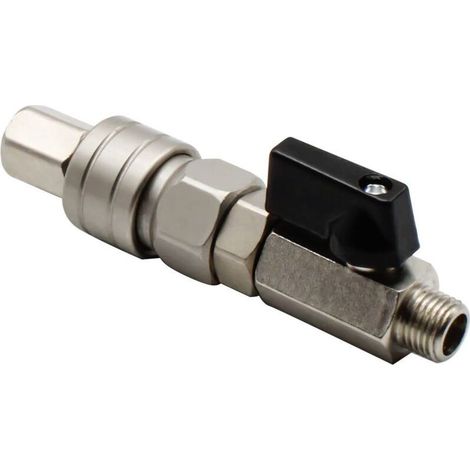Robinet à Tournant Sphérique à Levier, Robinet à Tournant Sphérique Pneumatique en Cuivre, avec Raccord Rapide Autobloquant de Type C, Diamètre Extérieur du Filetage D'environ (1/4)