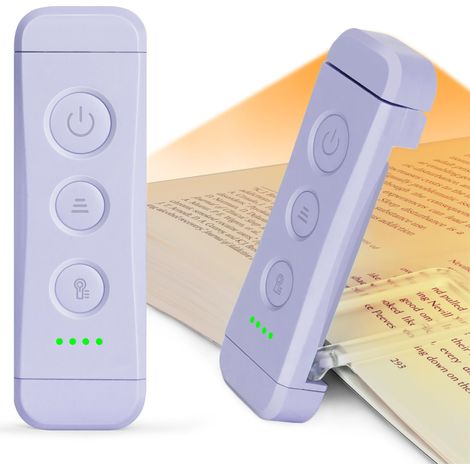 Lampe de Lecture Rechargeable, Lampe pour Lire Dans le Lit, 3 Couleurs Chaudes X 5 Réglages de Luminosité, Compacte et Durable, Cadeau pour les Liseusurs Enfants (Pourpre) (1/5)