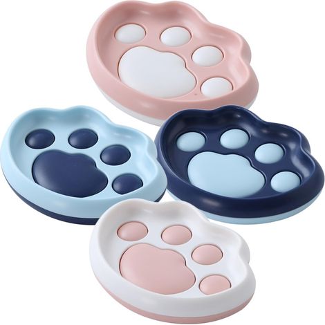 Porte-savons Couleur Aléatoire en Plastique Adhésifs Lot de 4 Forme Patte de Chat, Design Mignon Drainage Rapide Plusieurs Styles Cuisine et Plusieurs Styles (1/5)
