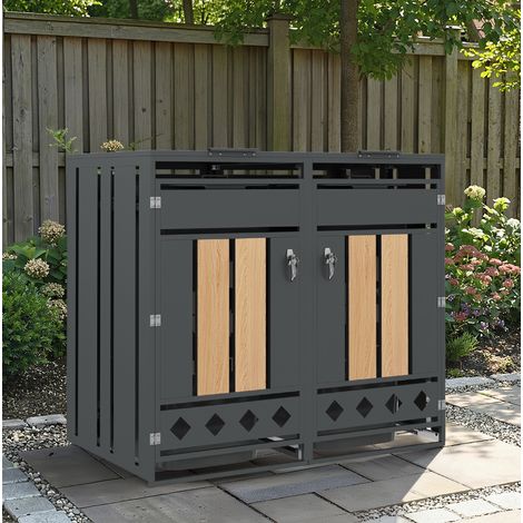 Mueble exterior para cubos de basura 2 puertas OKMYHOME (1/5)