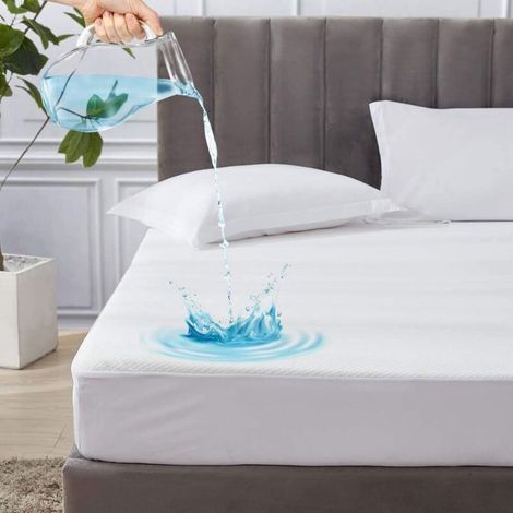 Protège Matelas Imperméable Alèse de lit imperméable Alèse Respirante Anti-Acarien et Hypo-Allergénique Anti-Bactérien Anti-Moisissures Fibre De Bambou 160200+30cm- (1/5)