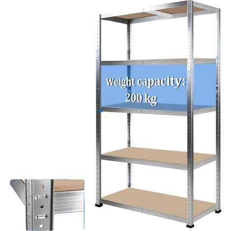 Étagère de stockage, métal robuste, planches MDF réglables, 1.5M Blanc (1/2)
