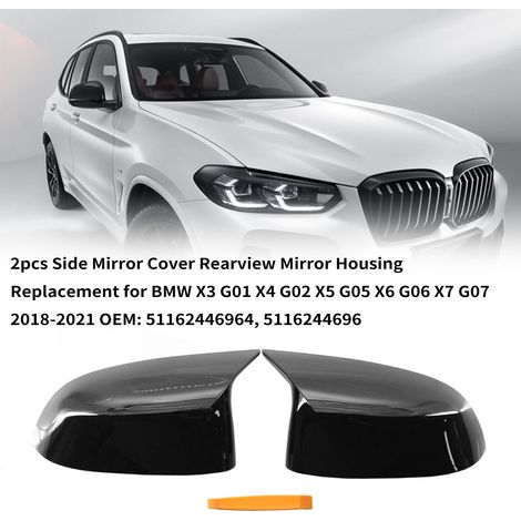 GARRYFIZH Lot de 2 coques de rétroviseur latéral de rechange pour BMW X3 G01 X4 G02 X5 G05 X6 G06 X7 G07 2018-2021 OEM : 51162446964, 51162446965(Surface brillante) (1/5)