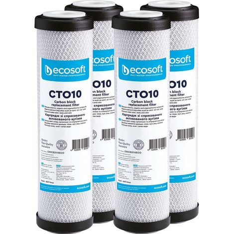 Filtre charbon actif en coquille de noix de coco 10'' ECOSOFT lot de 4