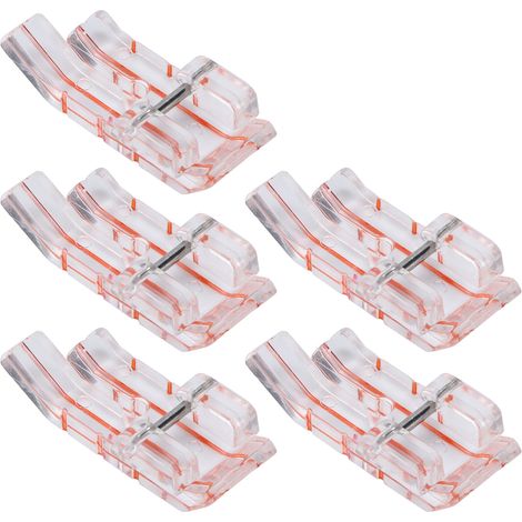 Lot de 5 pieds-de-biche pour point parallèle, en plastique transparent, accessoires pour machines à coudre domestiques