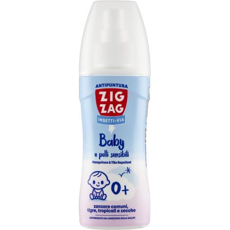 ZIG – ZAG Spray Antizanzare per Bambini e Neonati, Repellente corpo anti zanzare per pelli sensibili, zecche e tafani, senza profumo, 100 ml