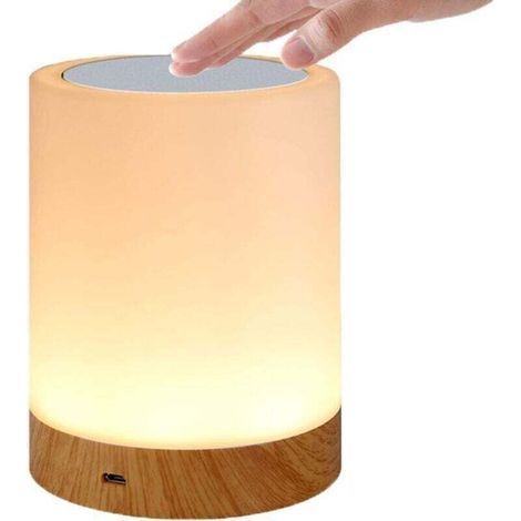 Touch-LED-Lampe für Schlafzimmer, Wohnzimmer, Büro – Nachttischlampe mit RGB-Farbsensor – USB-Ladeanschluss (1/4)
