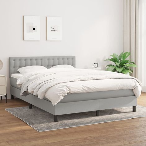Boxspringbett mit Matratze Hellgrau 140x200 cm Stoff (1/5)