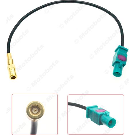 Câble adaptateur d'antenne FAKRA mâle vers SMB femelle de 23 cm pour usage automobile. (1/4)