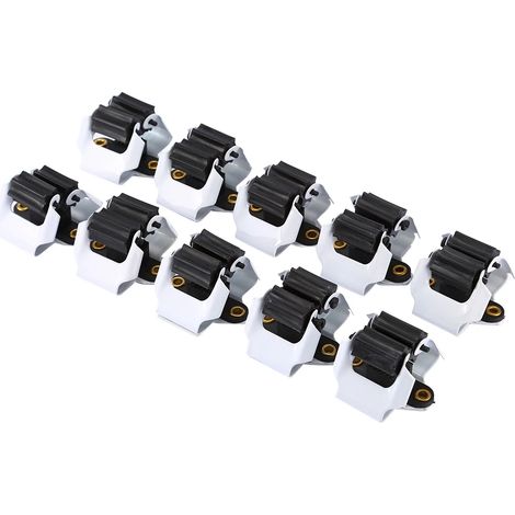Lot de 10 supports muraux pour manches de balai et serpillière de cuisine, organisateur et crochet de rangement pour brosses. (1/5)