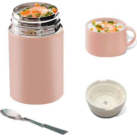 Boîteille alimentaire à large goulot en acier inoxydable de 600 ml avec cuillère pliante-Fei Yu (1/2)