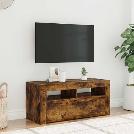 TV-Schrank mit LED-Leuchten Räuchereiche 90x35x40 cm