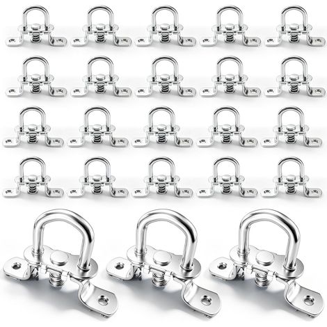24 Pièces Attaches Rotatives Zinc,68x15.5mm Crochet pour Bâche Souple,Fixation pour œillets Ovales,Crochet Arrimageà Trois pour Véhicules,Remorques Et Projets De Construction,en Forme De U (1/5)