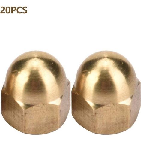 Kit d'écrous borgnes en laiton, tête de dme, ensemble d'écrous hexagonaux, fixations de véhicule (M6, 20 pièces) (1/4)