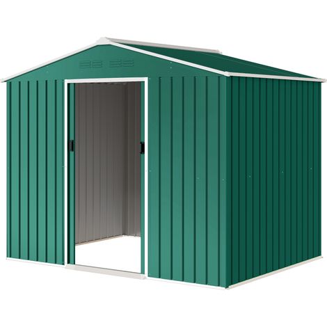 Abri de Jardin 3,6 m² 236x171x191 cm Vert Portes Coulissantes Fentes Ventilation